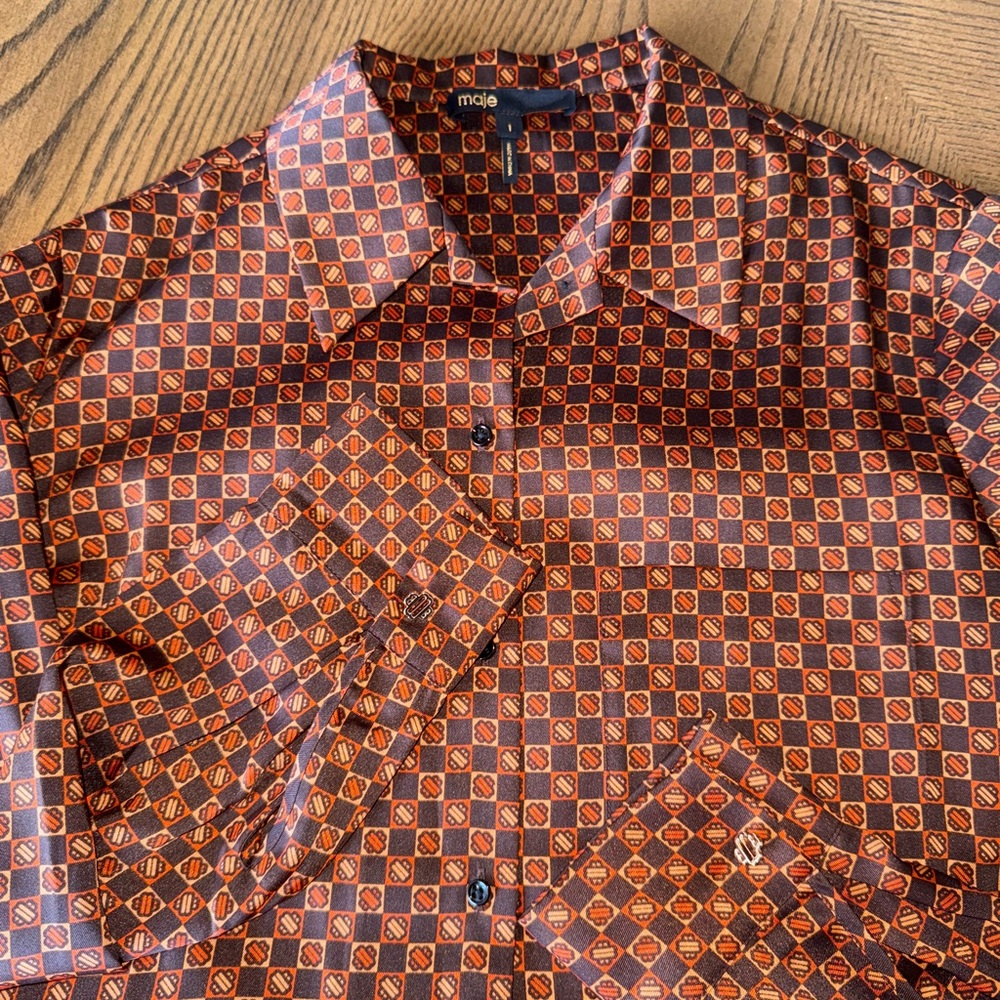 Maje Men's Brown Geometric Shirt